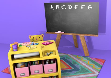 Toddler Art Table, Kids Homework, Pink Chalk, Free Sims 4, Sims 4 House Design, Casas The Sims 4, Sims 4 Toddler, Sims 4 Collections, Toddler Art