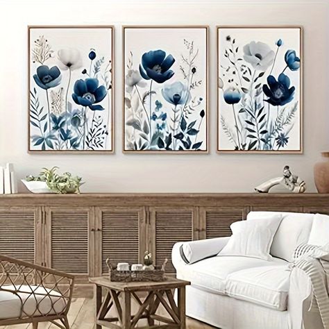 Size:12''x16''/30x40cmx3,Major Material:Polyester (polyester Fiber),Occasion:Anniversary,Occasion:Birthday,Occasion:Bridal Shower,Occasion:Wedding. Faster shipping. Better service Blue Wildflowers, Navy Blue Wall Art, Minimalist Modern Art, Prints Set Of 3, Artwork For Living Room, Minimalist Artwork, Blue Wall Art, Canvas Wall Art Set, Boho Wall Decor