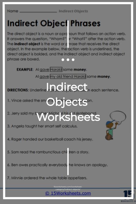 These worksheets will help students identify and understand the role of indirect objects and recognizing the recipient of the direct object in an action. Direct Object, Direct And Indirect Speech, Irregular Past Tense Verbs, Advanced Grammar, Sentence Construction, Common And Proper Nouns, Sentence Correction, Prepositional Phrases, Verb Conjugation