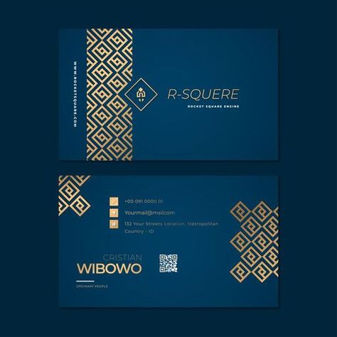 Premium Vector | Simple beautiful dark blue nad gold business cards #Logotype #LuxuryFashion #HighEndDesigns Blue And Gold Logo Design, Dark Blue Branding Design, Luxury Business Cards Gold, Gold Business Card Design, Blue And Gold Logo, Business Cards Layout, Blue Business Card, Create Business Cards, Gold Business Card