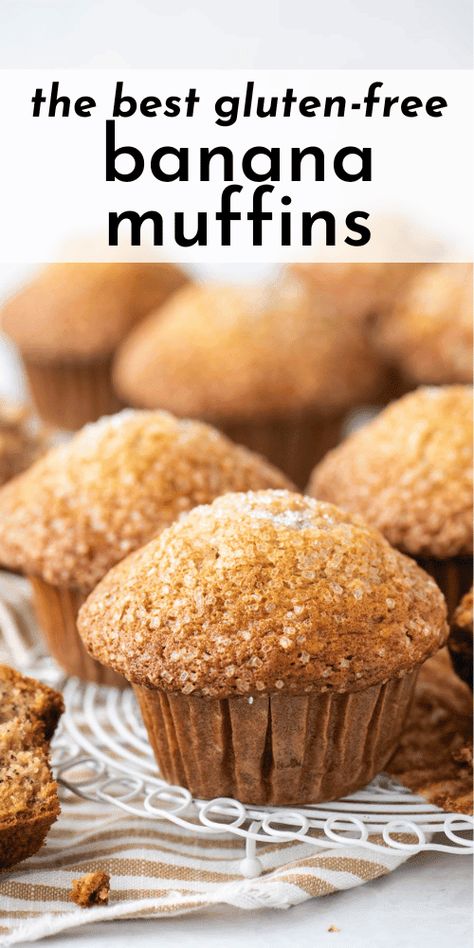 As a baker who has been gluten free since 2006, I have tested and perfected the best gluten free banana muffins that I am so excited to share with you! With gorgeous bakery style domed tops, no one will ever know these are gluten free! Gluten Free Banana Nut Muffins, Moist Banana Muffin Recipe, Gluten Free Banana Bread Muffins, Moist Banana Muffins, Bakery Muffins, Banana Muffins Recipe, Gluten Free Banana Muffins, Cookie Cookbook, Banana Nut Muffins