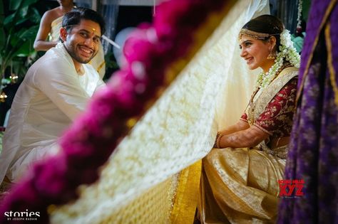 Naga Chaitanya And Samantha's Wedding HD Stills - Social News XYZ Celebrity Couple Costumes, Naga Chaitanya, Wedding Ceremony Readings, Samantha Akkineni, Samantha Wedding, Sabyasachi Bride, Celebrity Bride, Telugu Wedding, Bridal Poses