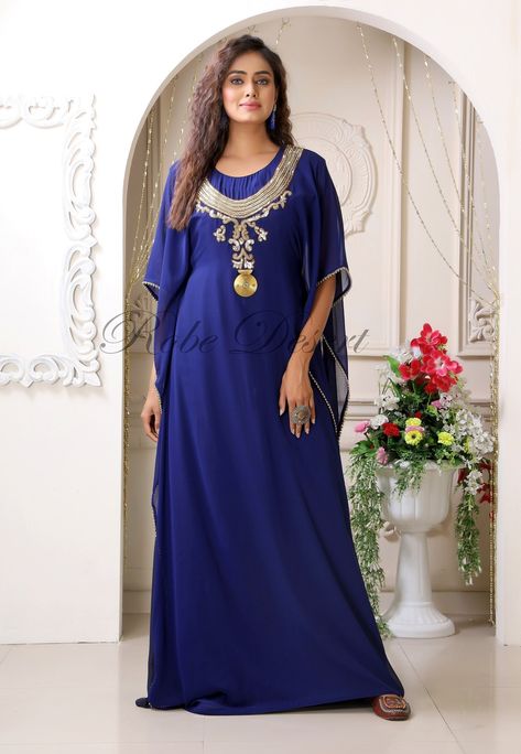 Excited to share the latest addition to my #etsy shop: Dark Blue and Gold Designer Islamic Wedding Takchita Israeli Hand Beaded Dubai Style Farasha Party Wear Kaftan With Plain Hijab https://etsy.me/39lhtAa #blue #wedding #formalevent #sleeveless #scoop #no #kaftan #ka Types Of Women Dresses, Blue Kaftan Dress, Jalabiya Dress, Caftan Dresses, Moroccan Kaftan Dress, Blue Kaftan, Plus Size Kaftan, Vs Image, Kaftan Gown