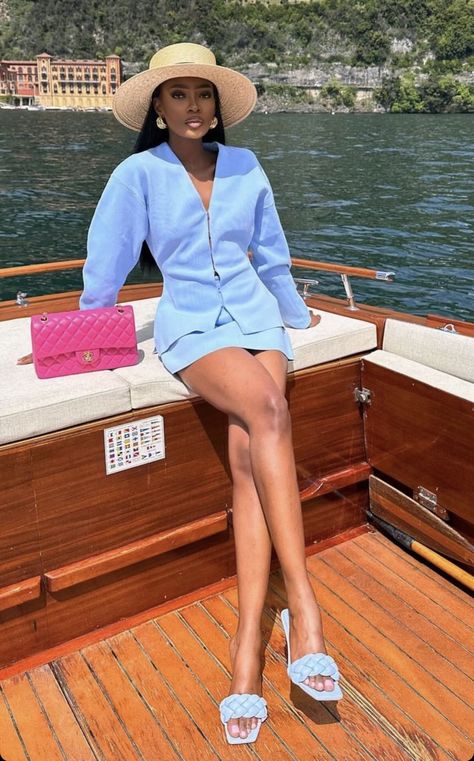 Boat Outfit Black Women, Boat Outfit, Bougie Outfits, Outfit Black Women, Boating Outfit, Vacation Vibes, Outfit Idea, Summer Looks, Black Women