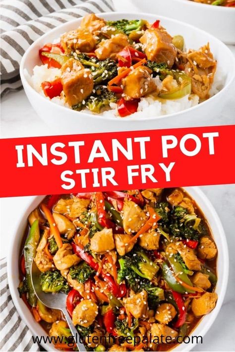 Make this simple and completely delicious Instant Pot Chicken Stir Fry with vegetables for dinner this week. This recipe is fast, easy, and filling. Chicken Stir Fry With Vegetables, Stir Fry With Vegetables, Vegetables For Dinner, Gluten Free Instant Pot Recipes, Teriyaki Chicken Stir Fry, Gluten Free Instant Pot, Completely Delicious, Stir Fry Recipes Chicken, Pressure Cooker Chicken