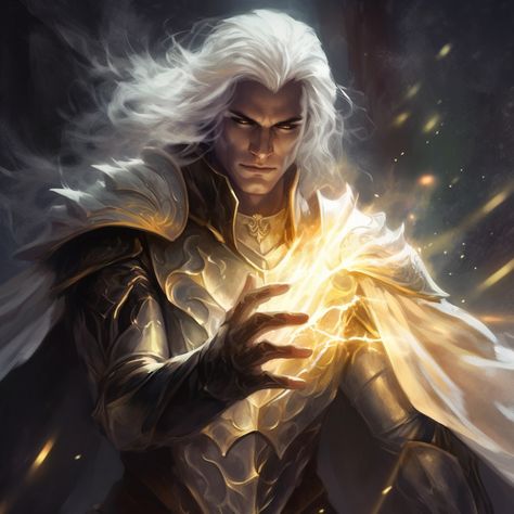 Dnd Divination Wizard, Aasimar Rpg, Aasimar Sorcerer, Aasimar Male, Light Cleric, Aasimar Cleric, Aasimar Dnd, Aasimar Paladin, Dnd Gods