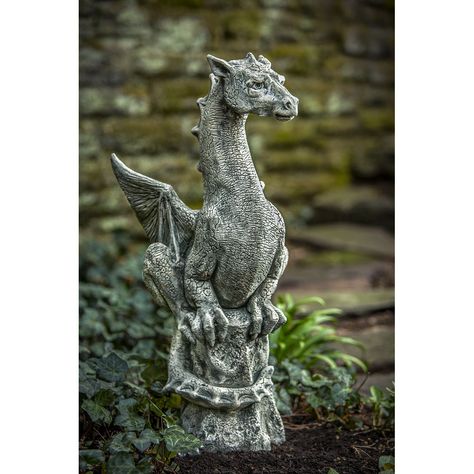 Kinsey Garden Decor Cast Stone Large Dragon garden statue, Indoor outdoor mythacial creature statuary Dragon Garden, Campania International, Gothic Garden, Ange Demon, Dragon Statue, Cast Stone, Tree Stump, Mystical Creatures, A Dragon