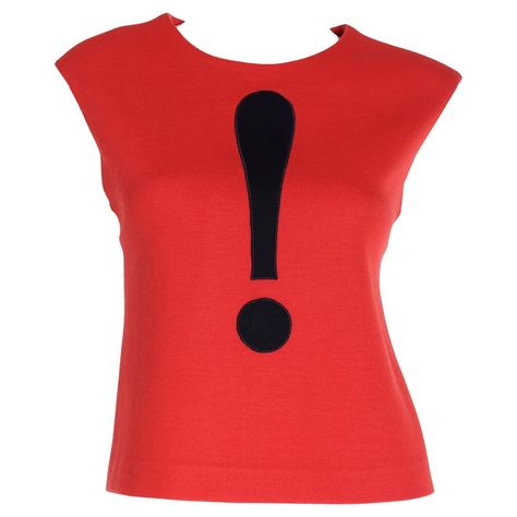 Unique Clothing Pieces, Red Clothes, Franco Moschino, Vintage Moschino, Exclamation Point, Creative Clothes, Punctuation Marks, Moschino Cheap And Chic, Red Wool