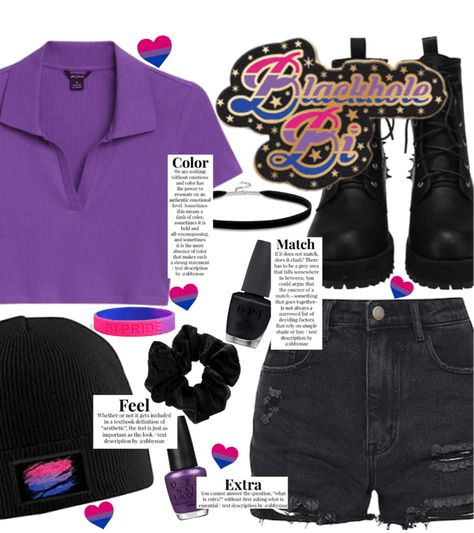 Pink Purple Blue Outfit, Bi Pride Aesthetic Outfit, Bi Outfits Aesthetic, Bi Girl Aesthetic Outfit, Bisexual Outfits Aesthetic, Pride Aesthetic Outfits, Bisexual Aesthetic Outfit, Bi Pride Outfit, Bisexual Outfits Style