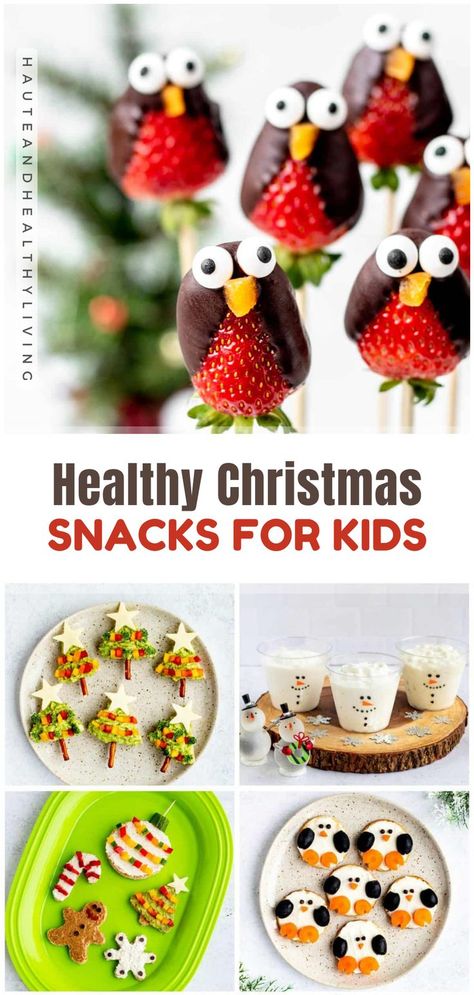 These fun and healthy Christmas snacks for kids are perfect for a holiday party and simple enough for toddlers and preschoolers to make. Healthy Preschool Christmas Snacks, Snow Day Snacks For Kids, Toddler Christmas Dessert, Christmas Snack For School, Fun Veggies For Kids, Christmas Snack Ideas Healthy, Healthy Kids Christmas Snacks, Toddler Christmas Food, Christmas Snacks For Toddlers