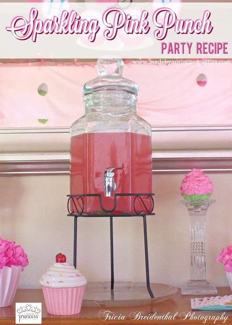 Punch For Baby Shower, Pink Party Drinks, Princess Punch, Pink Party Punches, Pink Punch Recipes, Bridal Shower Punch, Punch Party, Sparkling Punch, Baby Shower Punch Recipes