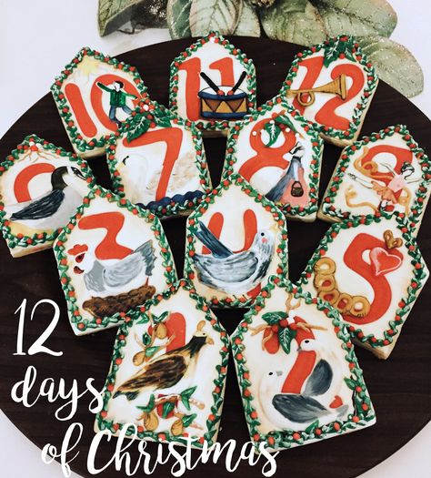 12 Days of Christmas 12 Days Of Christmas Cookies Decorated, 12 Days Of Christmas Cookies, Iced Christmas Cookies, Royal Cookies, Christmas Cake Pops, Cookie Swap, Cookies Christmas, Twelve Days Of Christmas, Christmas Cookies Decorated