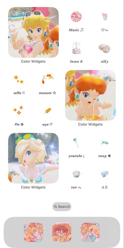 Rosalina Themed Phone, Peach Homescreen, Princess Daisy Wallpaper, Princess Peach Daisy And Rosalina, Princess Peach Wallpaper, Peach Daisy Rosalina, Phone Decorations, Phone Customization, Iphone Ideas