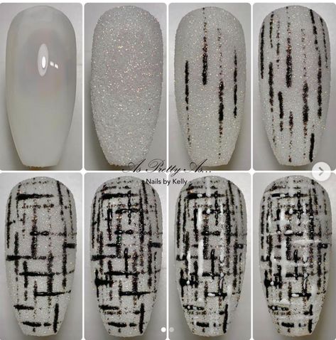 Tweed Nail Art Tutorials, Tweed Nails Tutorial, Tweed Nail Art, Nail Chanel, Tweed Nails, Illusion Nails, Chanel Nail Art, Chanel Nails Design, Diy Nails Easy