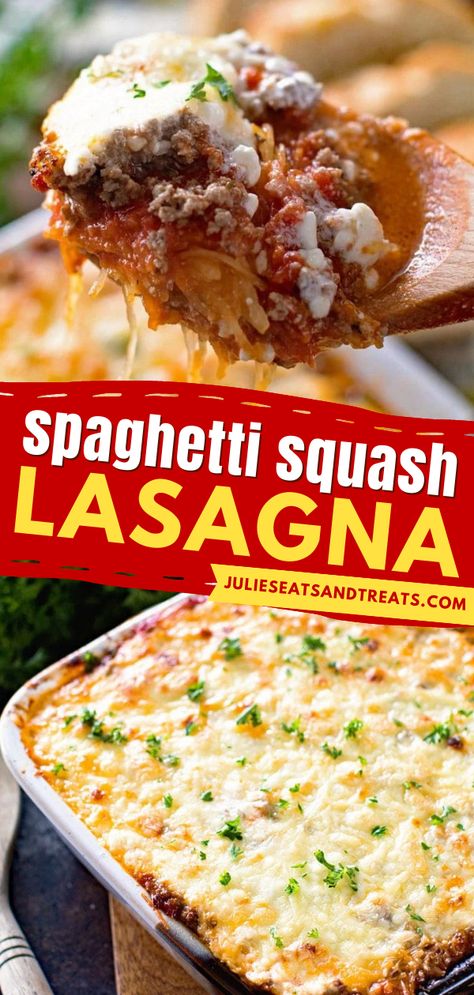 Out of healthy food ideas? This Spaghetti Squash Lasagna is a great low-carb recipe that still gives you all the flavor of lasagna. It’s a hit with the family and leaves you feeling good! Pin this healthy dinner recipe! Low Calorie Spaghetti, Spaghetti Squash Spaghetti, Easy Spaghetti Squash, Spaghetti Squash Recipes Healthy, Spaghetti Squash Recipes Easy, Squash Spaghetti, Delicious Lasagna, Healthy Lasagna, Spaghetti Squash Lasagna