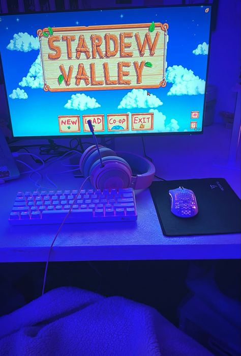 egirl stardew valley kawaii gamers Aesthetic Stardew Valley Mods, Stardew Valley Pink Aesthetic, Stardew Valley Aesthetic Wallpaper Pc, Stardew Valley Switch Aesthetic, Stardew Valley Pc Setup, Stardew Valley Gaming Setup, Gamer Aesthetic, Stardew Valley Wallpaper, Stardew Valley Aesthetic