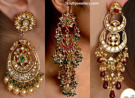 Kundan chandbali earrings Kundan Chandbali Earrings Gold, Chandbali Earrings Gold Latest, Chandbali Earrings Kundan, Chandbali Earrings Gold, Kundan Chandbali, Bridal Necklace Designs, Jewellery Bridal, Jewellery Wedding, Chandbali Earrings