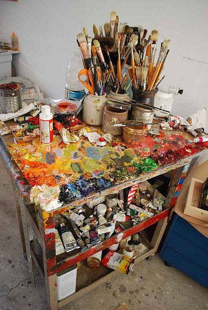 my palette by TheNightjar, via Flickr Art Studio Space, Art Studio Room, Artist Aesthetic, My Art Studio, Painting Studio, Sketchbook Inspiration, Studio Decor, Dream Art, Studio Space