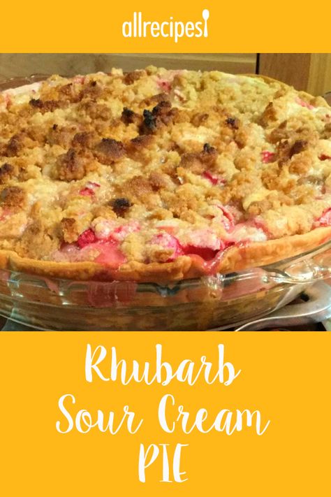 Sour Cream Pie, Rhubarb Desserts Recipes, Rhubarb Pie Recipe, Rhubarb Recipes Pie, Fresh Rhubarb, Yummy Pie Recipes, Rhubarb Desserts, Rhubarb Cake, Sour Cream Recipes