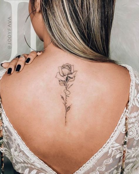 Beauty Spirituality, Blue Rose Tattoos, Girl Back Tattoos, Mom Tattoo Designs, Writing Tattoos, Tasteful Tattoos, Spine Tattoos For Women, Stylist Tattoos, Back Tattoo Women