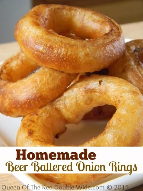 Homemade Beer Battered Onion Rings | Queen Of The Red Double Wide Beer Batter Recipe, Battered Onion Rings, Homemade Onion Rings, Sauce Burger, Beer Battered Onion Rings, Onion Rings Recipe, Onion Ring, Homemade Beer, Beer Battered