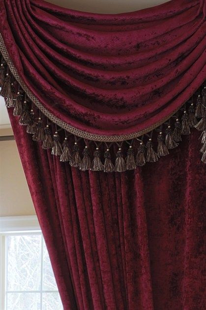 Burgundy Chenille flip pole swag valance draperies http://www.celuce.com/p/224/burgundy-chenille-flip-pole-swag-valance-draperies Victorian Style Curtains, Burgundy Decor, Burgundy Curtains, Satin Curtains, Victorian Curtains, Burgundy Living Room, Victorian Room, Living Room Decor Neutral, Unique Curtains