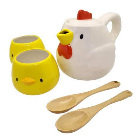 PRICES MAY VARY. The parent chicken is the teapot and the baby chick is the cup. Hot water is poured from the beak. The unique texture of ceramics gives this parent child combination a warm and cute touch. It can be used as an interior decoration. The set includes two wooden teaspoons with the traditional Japanese staggered bird symbol. Due to the nature of wood, there may be black spots or specks on the surface, but this is not a quality issue. Size(in) : Chicken: W7.3XD4.4XH4.6 Volume: 600ml C Bird Symbol, Bird Cup, Ceramic Pinch Pots, Coconut Bowls, Cute Teapot, Ceramic Chicken, Coconut Bowl, Bird Stamp, Baby Chick