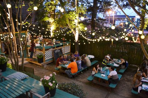 The Beer Garden Offers Some Of The Best Outdoor Dining In Mississippi Outdoor Cafe Design Ideas, Beer Garden Design, Beer Garden Ideas, Backyard Cafe, Outdoor Restaurant Patio, Outdoor Restaurant Design, Bar Exterior, Restaurant Patio, Garden Restaurant