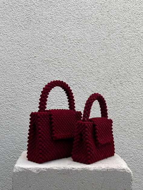 Handmade Beads Bag, Red Evening Bag, Beads Bag, Modern Handbag, Hand Beaded Bag, Bead Bag, Diy Bag Designs, Diy Bags Patterns, Crystal Bags