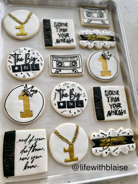 Notorious Big One Birthday Cookies, Notorious One Cookies, Notorious Big One Birthday, Big One Birthday Party, Bae Birthday, Notorious One, Baby First Birthday Themes, Baby Birthday Party Theme, Hip Hop Birthday