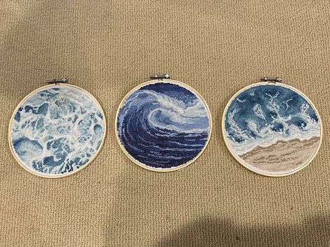 Ocean Embroidery, Disney Stained Glass, My Best Friend's Birthday, Cross Stitch Pictures, French Knot, 자수 디자인, Embroidery Inspiration, Cross Stitch Art, Embroidery Hoop