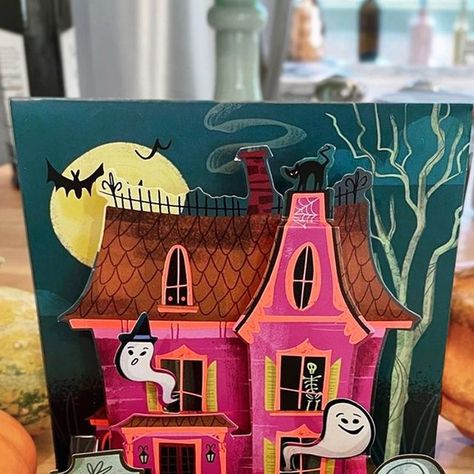 Up With Paper on Instagram: "Scary-talented illustrator, @kalyquarles, shows us the amazing illustration she created for our  “Happy Haunted House Pop-up Card” 👻🏚️🎃 adding, “Sign me up to live in a magenta haunted house, pleeeease.”  Available on our site, Barnes & Noble, World Market & many more retailers!  • • • • •  ⁠ #upwithpaper #halloween #popup #popupcard #popupcards #fall #festive #happyhalloween #spooky #halloweengift #ghosts #scary #seasons #interactive #halloweencard #greetingcard #greetingcarddesign #illustration #paperart #paperengineering #gift #sendmoremail #celebration #greetingcards #colorful #halloweenart #hauntedhouse #halloween2023 #illustration #illustrator" Halloween House Illustration, Haunted House Illustration, Ghosts Scary, Paper Engineering, House Illustration, House Of Cards, Pop Up Cards, Halloween Cards, Greeting Card Design