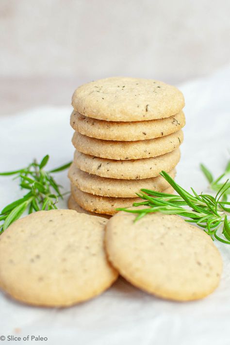 Rosemary Shortbread Cookies, Rosemary Shortbread, Dough Scraper, Cookie Tins, Grass Fed Butter, A Cup Of Tea, Paleo Dessert, Fresh Rosemary, Paleo Diet