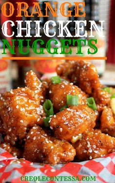 Orange Chicken Nuggets -Creole Contessa Orange Chicken Nuggets, Garlic Bbq Sauce, Orange Marmalade Chicken, Marmalade Chicken, Spicy Orange Chicken, Easy Orange Chicken, Asian Chicken Recipes, Yummy Chicken Recipes, Orange Chicken