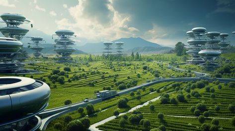 Futuristic Farm, Futuristic Architecture Future City, Farm Crops, Lancer Rpg, Cinema Idea, Agriculture Technology, Solar Punk, Sci Fi Architecture, Traveller Rpg