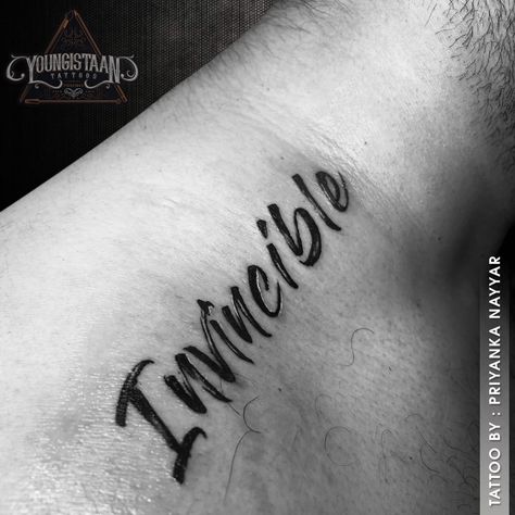 invincible tattoo design Invincible Tattoo Words, Invincible Tattoo Design, Invincible Tattoo, Letter Styles Fonts, Small Tattoos For Men, Love Quote Tattoos, Taurus Art, Hipster Fonts, Tattoo Fonts Cursive