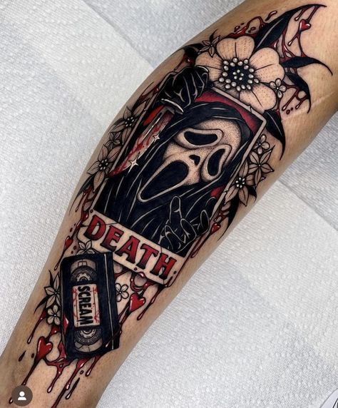 Halloween Tattoos Sleeve, Female Tattoos, Movie Tattoos, Men Tattoos, Scary Tattoos, Theme Tattoo, Creepy Tattoos, Spooky Tattoos, Dope Tattoos For Women