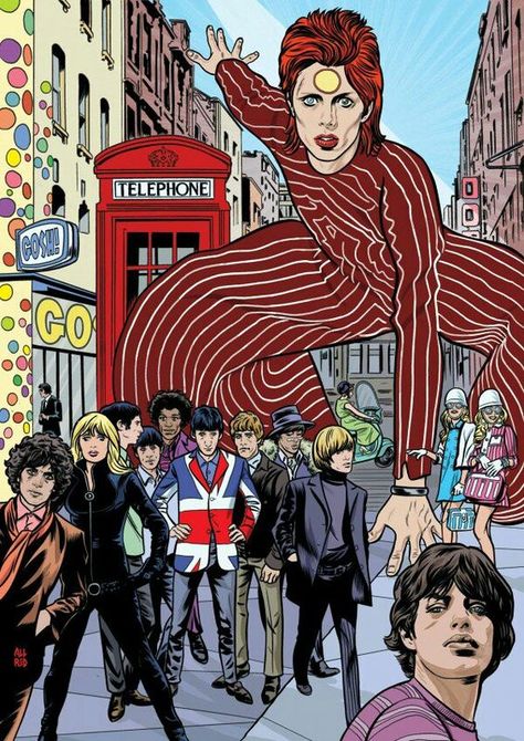 David bowie / artwork / i love this ...: David Bowie Artwork, Angela Bowie, Mike Allred, David Bowie Art, Bowie Art, Swinging London, Rock Festival, Major Tom, London Print