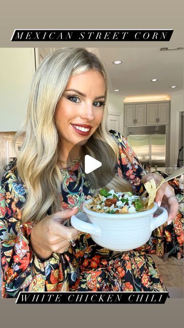 Macy Blackwell on Instagram: "Mexican Street Corn White Chicken Chili!🌽😋 My new favorite soup!!! So delicious! I ate on the leftovers for a week! Recipe is from @jzeats 💖

Ingredients:

* 4 boneless, skinless chicken breasts
* 1 yellow onion, chopped
* 1 jalapeno, diced
* 4 cups chicken bone broth
* 1.5 cups sour cream
* 1/2 cup shredded monterey jack cheese, (I used a blend of monterey jack and mild cheddar)
* 4 cloves of garlic, minced
* 1/2 tablespoon dried oregano
* 1/2 teaspoon chili powder
* 2 cups frozen sweet white corn
* 1/2 cup fresh cilantro, chopped
* 1 lime, juice
* 3 tablespoons cornstarch
* 3 tablespoons water
* olive oil
* cotija cheese
* bacon crumbles
* tortilla strips
* sliced avocado

Directions:

1. In a large soup pot heat 1 tablespoon of olive oil. Add onion, jala Mexican Street Corn Chicken Chili Soup, Mexican Sweet Corn White Chicken Chili, Jzeats Mexican Street Corn White Chicken Chili, Mexican Street Corn White Chicken Chili Macy Blackwell, Street Corn Chicken Chili, Street Corn White Chicken Chili, Mexican Street Corn White Chicken Chili, Macy Blackwell Recipes, Cojita Cheese