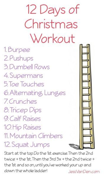 12 Days of Christmas workout Christmas Workouts, 12 Days Of Christmas Workout, Wods Crossfit, Ladder Workout, Christmas Workout, Holiday Workout, No Excuses, Crossfit Workouts, I Work Out