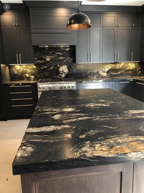 Black Granite Kitchen Countertops, Black Granite Countertops Kitchen, Leathered Granite Countertops, Titanium Granite, Black Granite Kitchen, Black Kitchen Countertops, Kitchen Design Countertops, Leather Granite, Warehouse Conversion