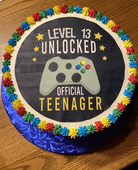 Video Games Birthday Cake, 13th Birthday Cake Boy, 13th Birthday Cake For Boys, Gaming Tournament, 16th Birthday Wishes, Birthday Cale, Twin Birthday Cakes