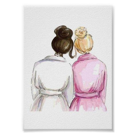 Sister Painting Ideas Easy, Sisters Painting Ideas, Sister Canvas Painting Ideas, Sisters Illustration Two, Sister Painting Ideas On Canvas, Best Friend Painting Ideas Canvases, Sister Painting Ideas, Bestie Painting Ideas, Watercolor Friends