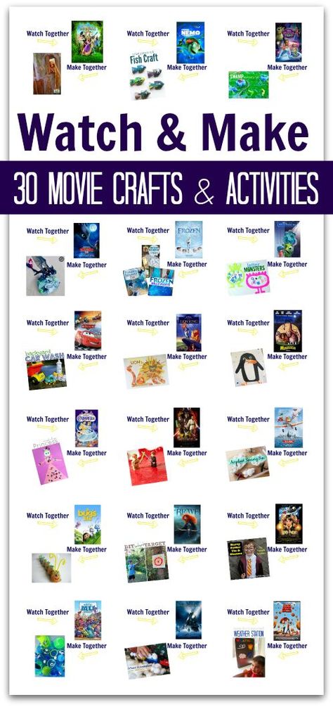 Huge list of family movie night movies and crafts or activities to do after watching the film! Frugal Summer Activities, Summer Kids Activities #summer Movie Week Activities, Movie Themed Activities, Movie Night Crafts, Family Movie Night Movies, Babysitting Kits, Kids Movie Night Ideas, Movie Night Movies, Movie Crafts, Night Activities