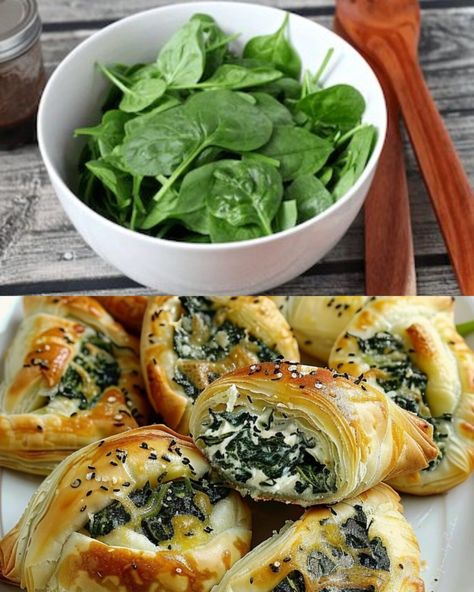 Spinach and Cheese Puff Pastry Squares - Greenku Recipes Spinach And Cheese Pastries, Spinach Puffed Pastry, Spinach Puff Pastry Appetizers, Feta And Spinach Puff Pastry, Spinach Stuffed Pastry, Cream Cheese Spinach Puffs, Spinach And Feta Pastry, Spinach Feta Puff Pastry, Recipes With Puff Pastry