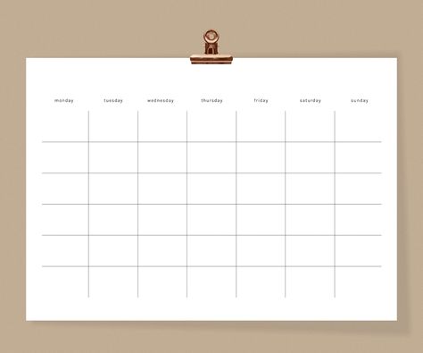 Undated Calendar Template, Monday To Sunday Template, Bill Calendar, Minimal Calendar, Calendar Minimalist, Free Printable Calendar Templates, Undated Calendar, Monthly Planner Template, Minimalist Calendar