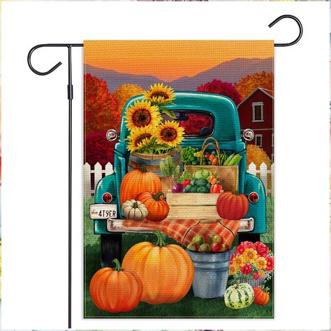 Balgardekor Pumpkin Truck Thanksgiving Garden Flag Vertical Double Sided Autumn Fall Yard Outdoor Decor 12.5 x 18 Inches(Pumpkin Truck) Dogs House, Fall Yard, Fall Garden Flag, House Yard, Lawn Garden, Lawn, Double Sided, Flag, Yard