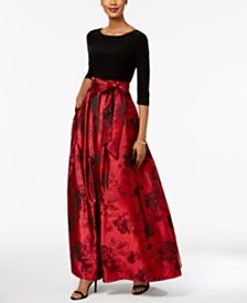 Red Long Dresses for Women - Macy's Floral Ballgown, Jessica Howard Dress, Long Red Dress, Wedding Attire Guest, Jessica Howard, Sash Belt, Gowns Online, Floral Print Skirt, Review Dresses