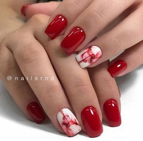 Work Manicure, Red Nail Art Designs, Creative Juice, Red Nail Art, Red Manicure, Square Nail Designs, Girls Rooms, Short Square Nails, Red Nail Polish