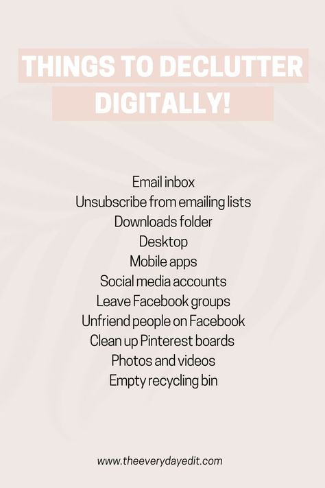 Digital Declutter, Decluttering Ideas, Digital Organization, Life List, Declutter Your Home, Downloads Folder, Life Organization, Coping Skills, Household Hacks